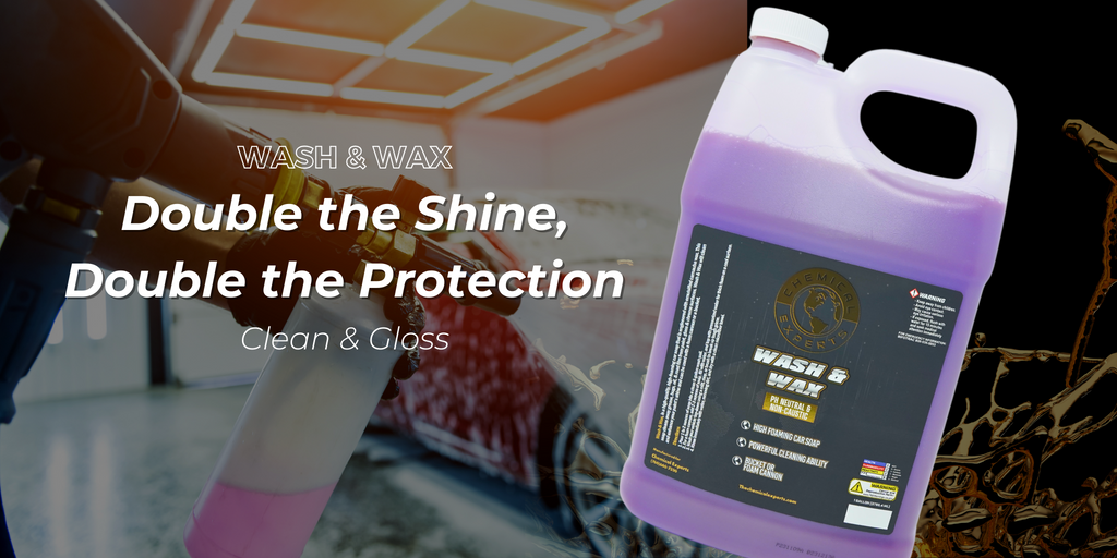 Applying Wash and Wax with a foam cannon on a sports car, illustrating enhanced shine and protection, perfect for maintaining vehicle aesthetics.